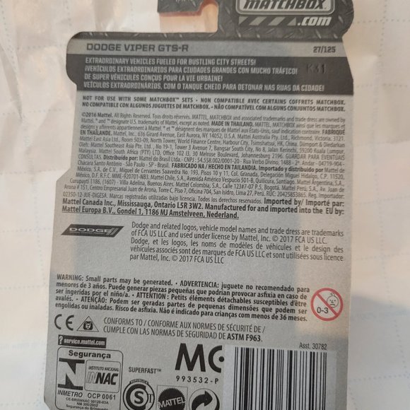Matchbox Dodge Viper GTS-R --ITEM #254 - Picture 2 of 2